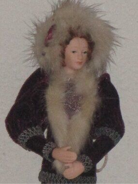 Popular Creations Red Faux Fur 1/2 Dress Tassel Doll Porcelain Good Pre Owned